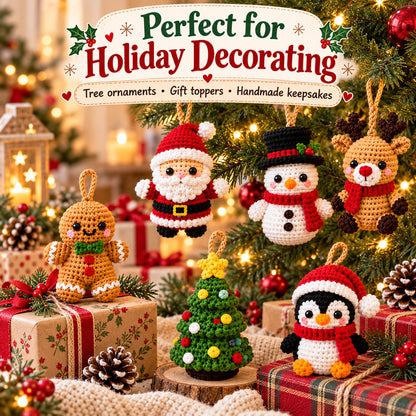 Mini Christmas Ornament Crochet Pattern Bundle – 6 Designs PDF