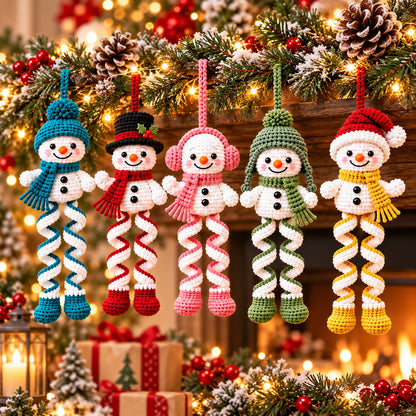 Christmas Spiral Snowman Ornament Crochet Pattern PDF | 5 Festive Snowman Designs