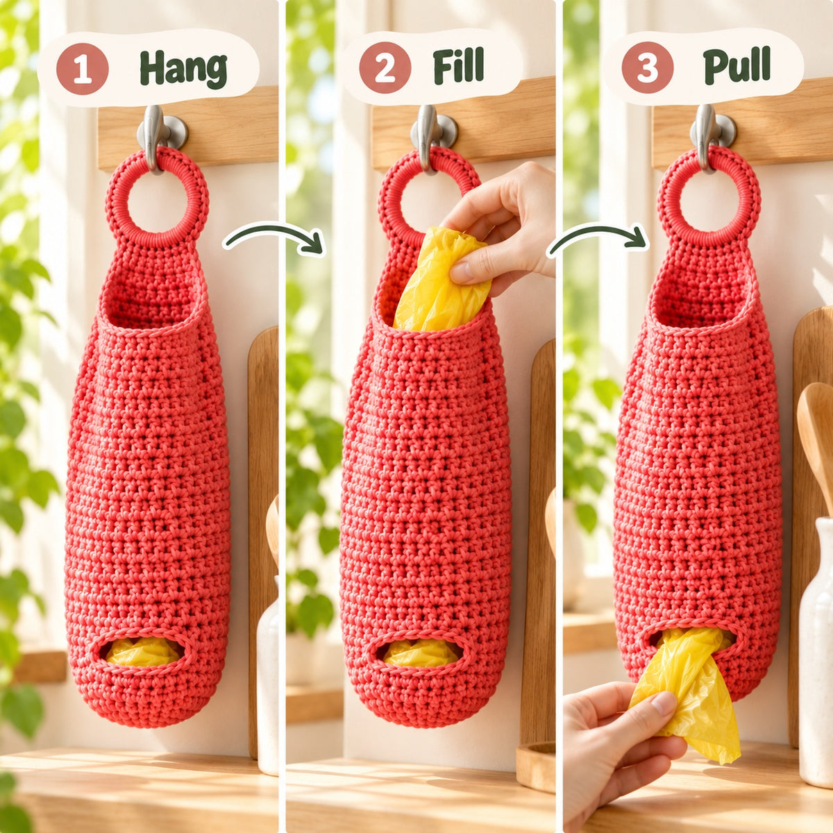 Crochet Plastic Bag Holder Pattern – Hanging Bag Dispenser PDF