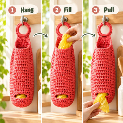 Crochet Plastic Bag Holder Pattern – Hanging Bag Dispenser PDF