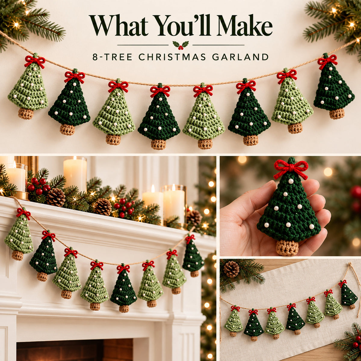 Christmas Tree Garland Crochet Pattern – Christmas Decor PDF