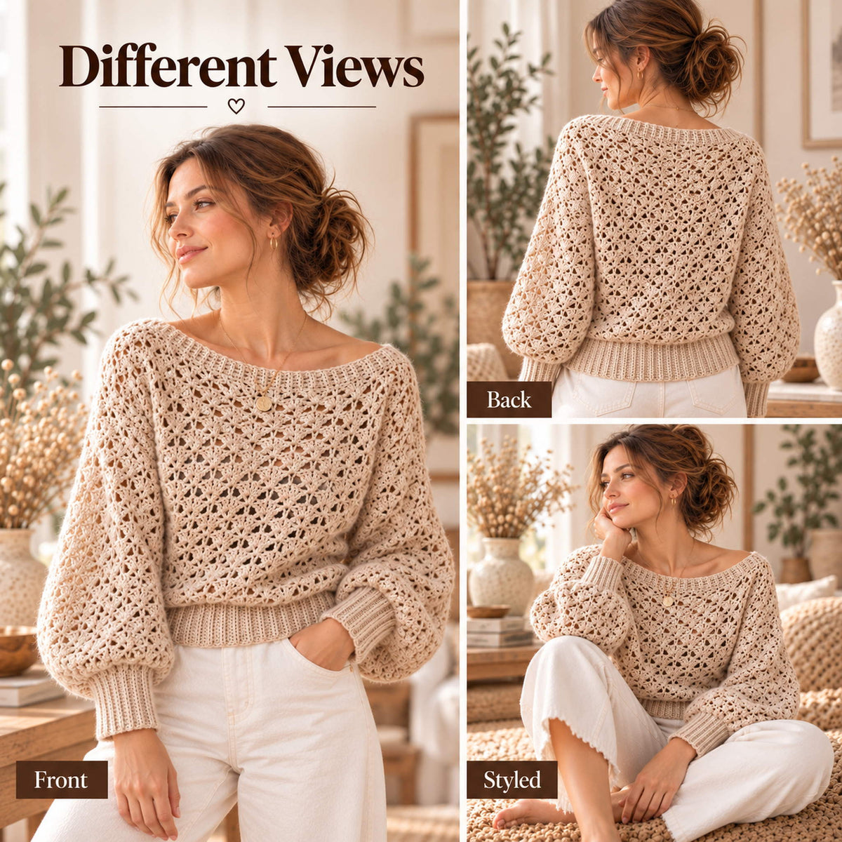 Lace Crochet Sweater Pattern PDF