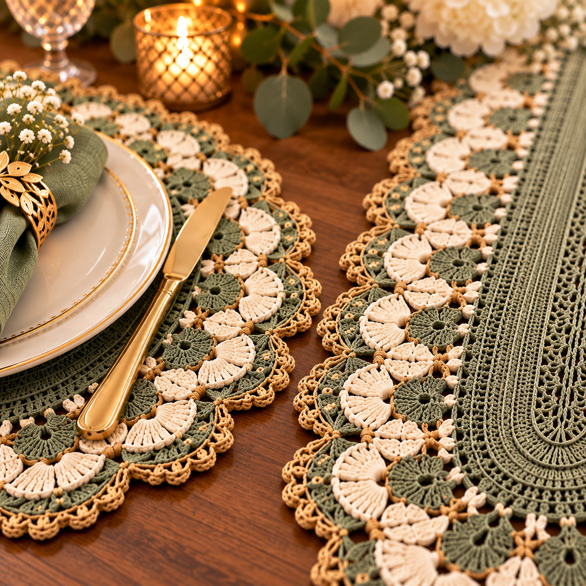 Crochet Table Runner & Placemat Set PDF Pattern