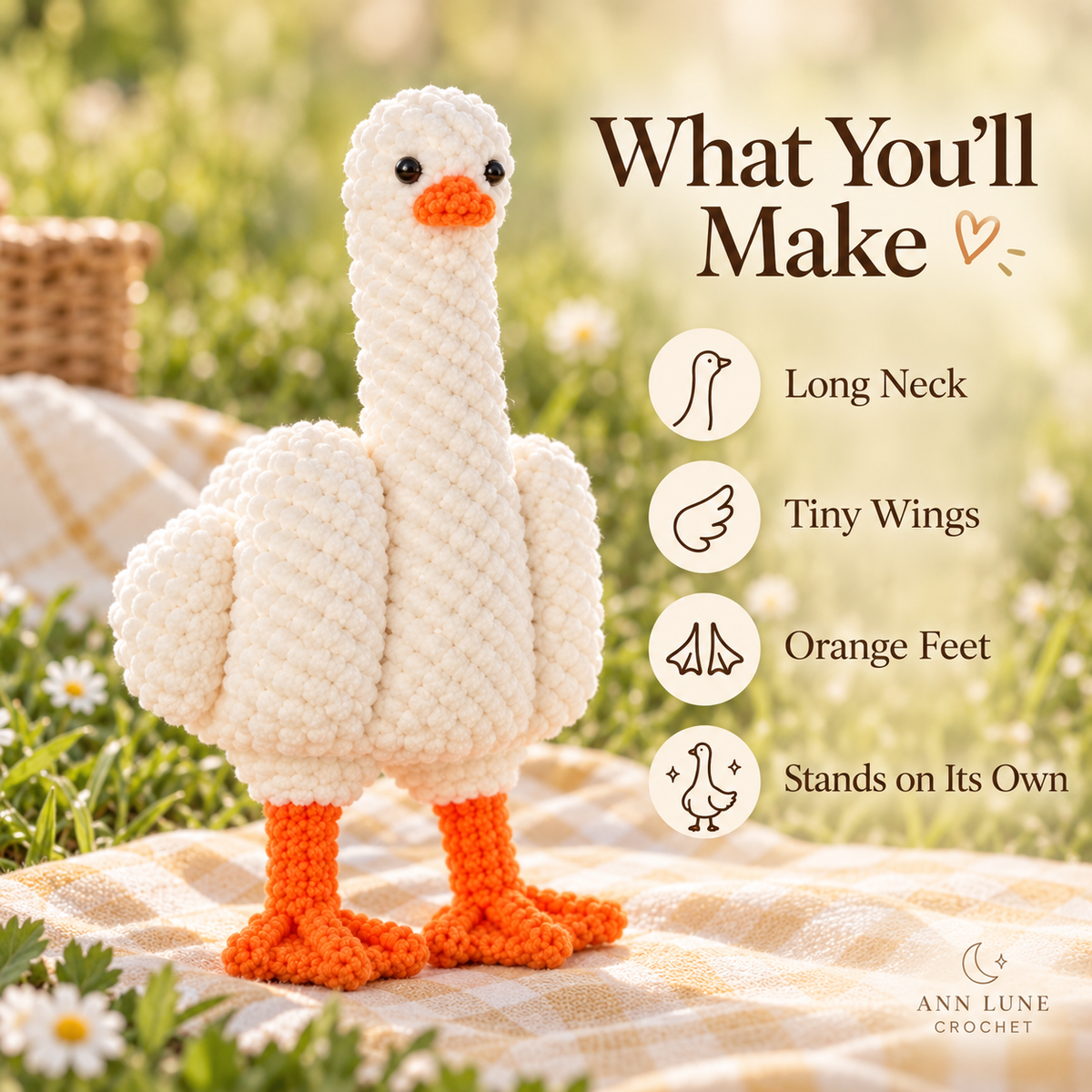Cute Goose Crochet Pattern – Amigurumi Plush Goose PDF Pattern
