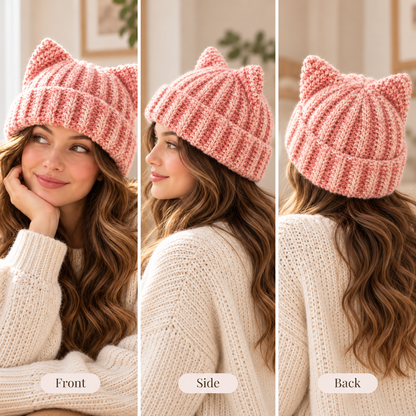 Cat Ear Beanie Crochet Pattern PDF – Beginner Friendly