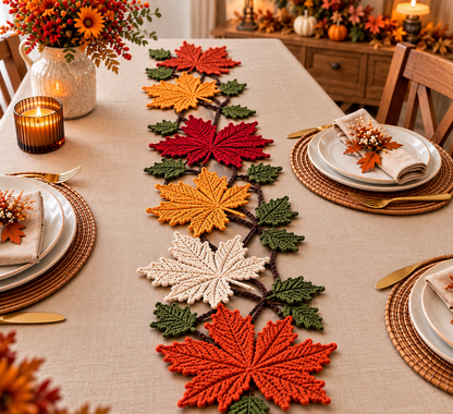 Autumn Maple Leaf Table Runner Crochet Pattern – Fall PDF Pattern