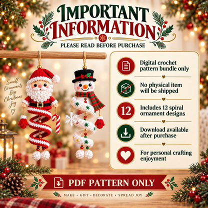 12 Christmas Spiral Ornaments Crochet Pattern Bundle PDF