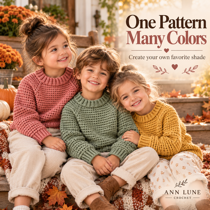 Kids Crochet Sweater Pattern – Sizes 1–10 Years PDF