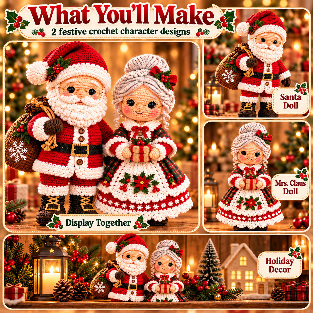 Santa & Mrs. Claus Crochet Pattern Bundle – Christmas Amigurumi PDF