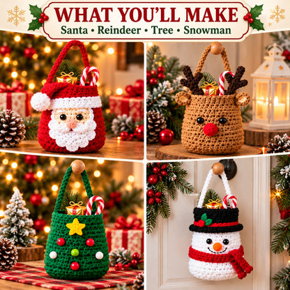 Christmas Crochet Gift Holder Pattern Bundle – 4 Designs PDF