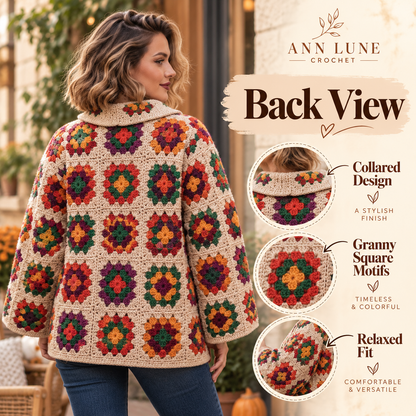 Granny Square Cardigan Crochet Pattern PDF | Floral Crochet Cardigan