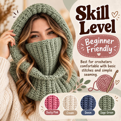 Balaclava Turtleneck Crochet Pattern PDF