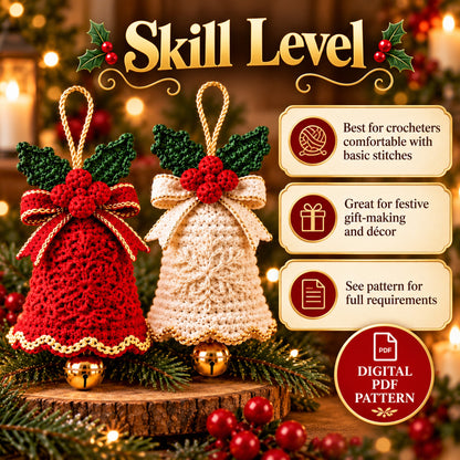 Christmas Bell Ornament Crochet Pattern Bundle – 3 Designs PDF