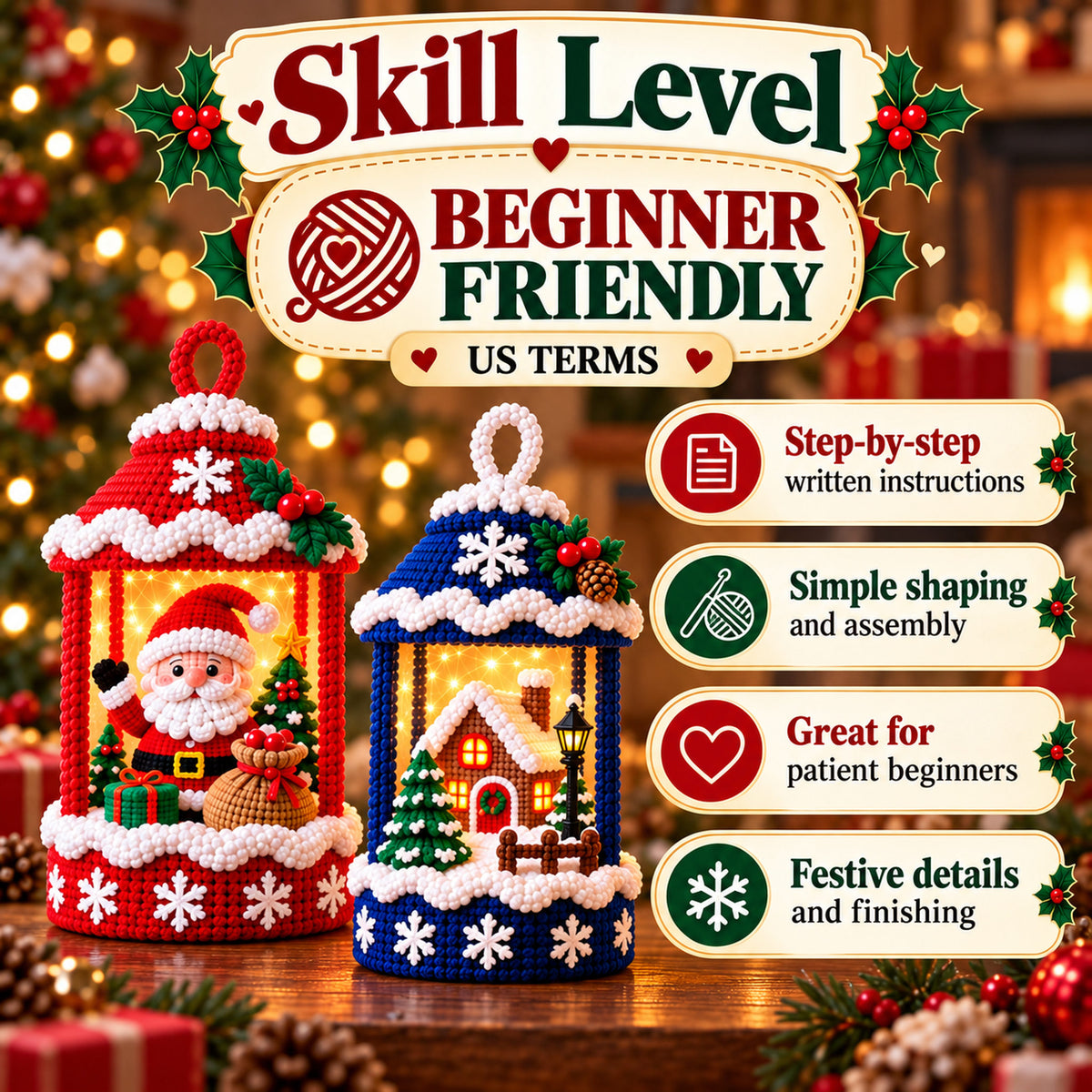 Christmas Lantern Crochet Pattern Bundle – 3 Designs PDF