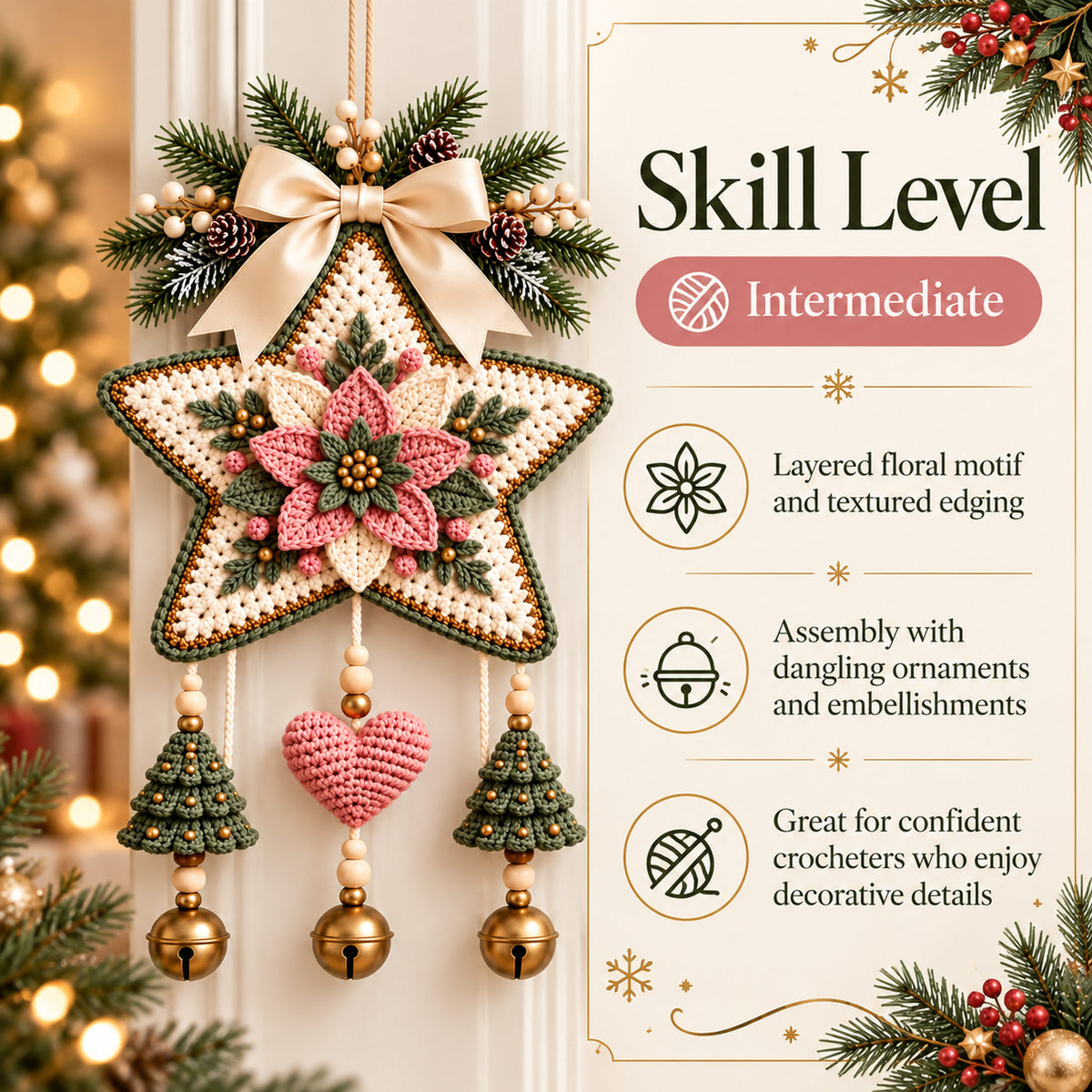 Christmas Star Door Hanging Crochet Pattern – PDF