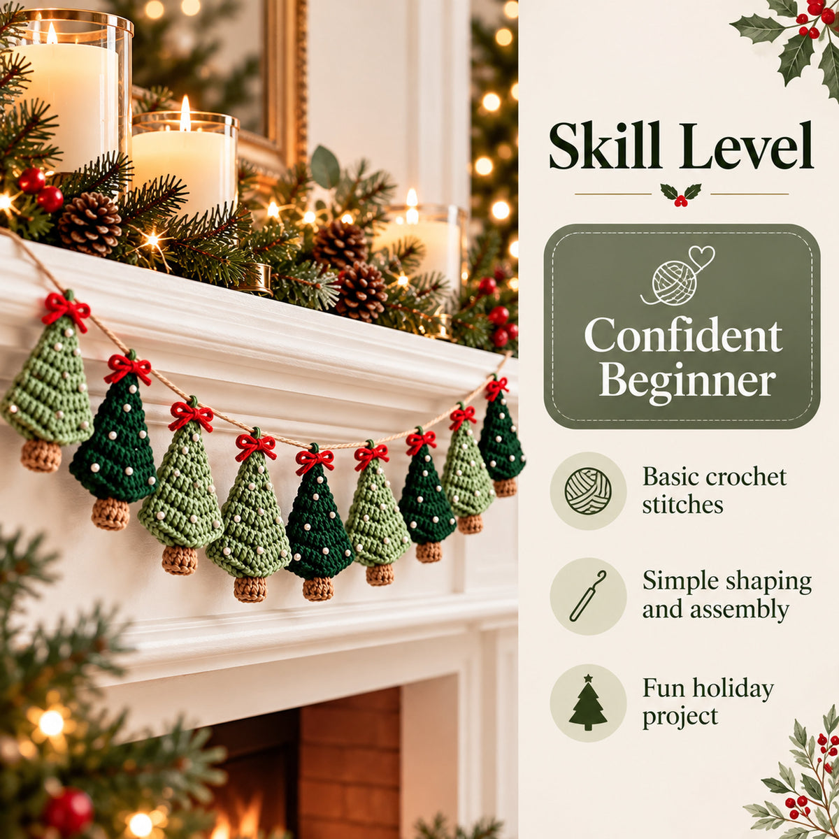 Christmas Tree Garland Crochet Pattern – Christmas Decor PDF