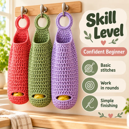 Crochet Plastic Bag Holder Pattern – Hanging Bag Dispenser PDF