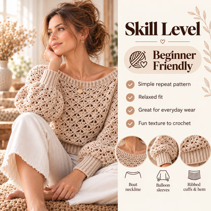 Lace Crochet Sweater Pattern PDF