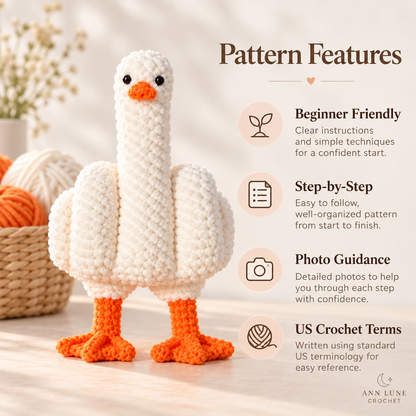 Cute Goose Crochet Pattern – Amigurumi Plush Goose PDF Pattern