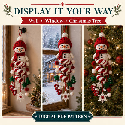 Snowman Spiral Hanging Crochet Pattern PDF | Christmas Amigurumi
