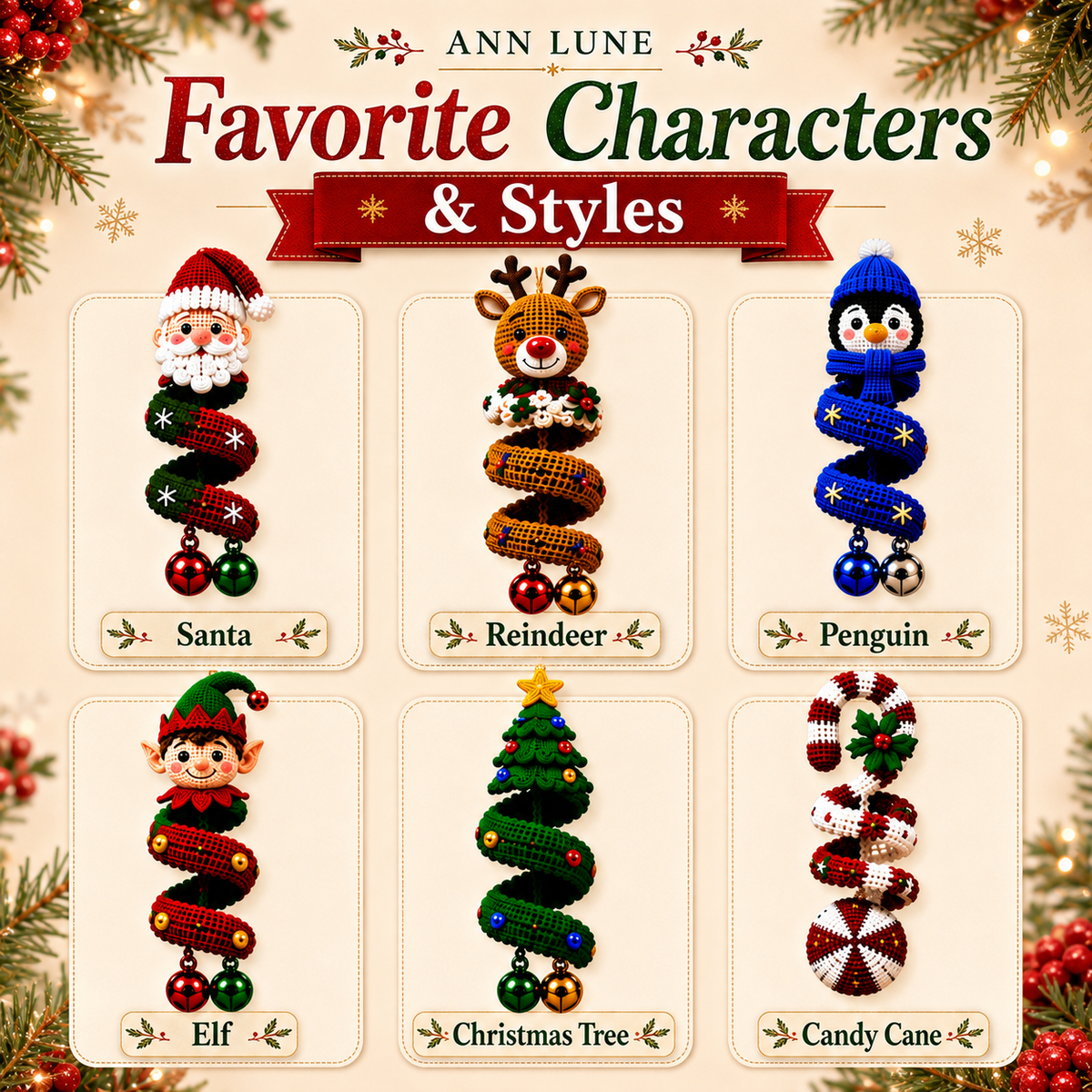 14 Christmas Spiral Crochet Pattern Bundle PDF – Christmas Ornament & Hanging Decor Patterns
