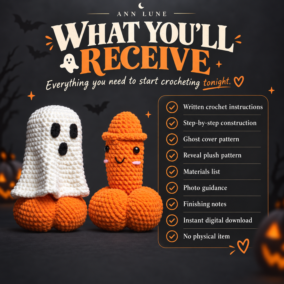 Ghost Surprise Crochet Pattern PDF – Funny Halloween Plush with Removable Ghost Cover