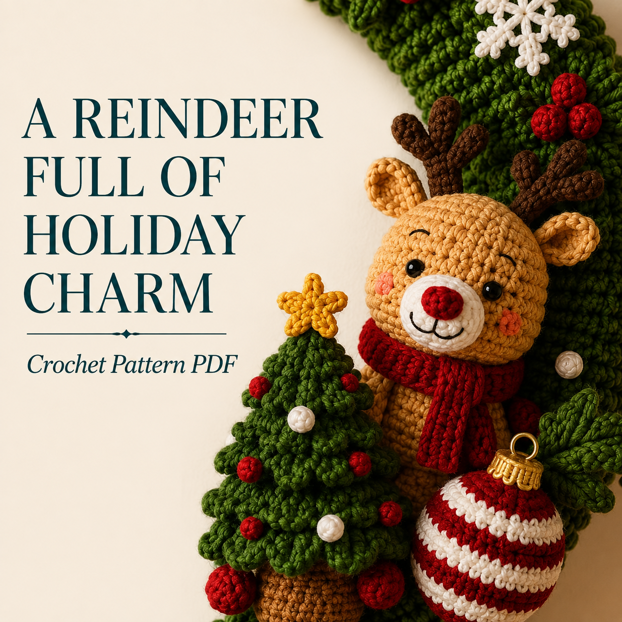 Crochet Christmas Wreath Pattern PDF – Santa, Reindeer & Holiday Decor | Digital Download, Beginner-Friendly Amigurumi Tutorial
