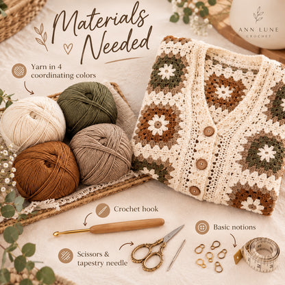Granny Square Cardigan Crochet Pattern PDF – Women's Crochet Cardigan