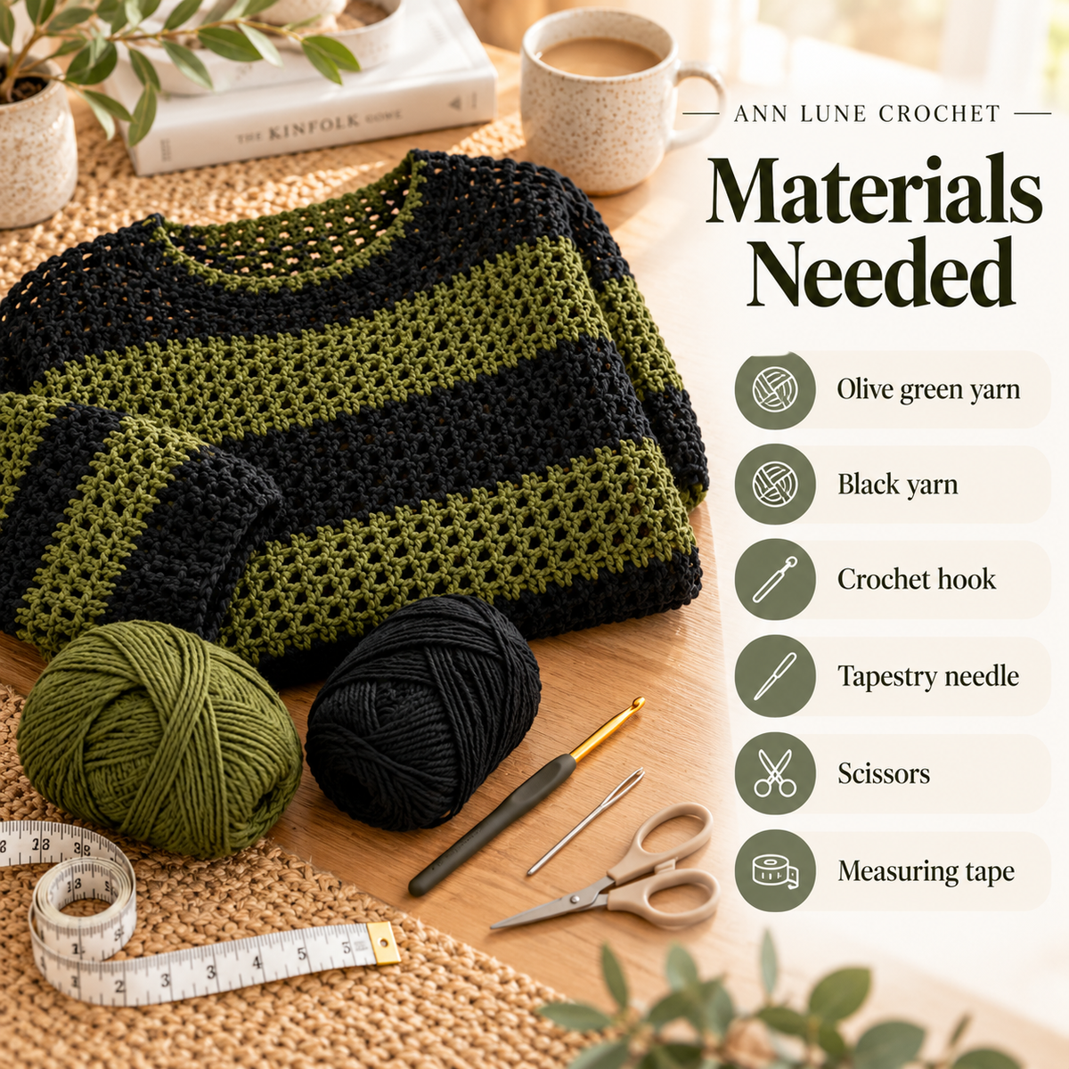 Oversized Crochet Sweater Pattern PDF | Striped Mesh Pullover