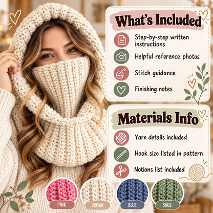 Balaclava Turtleneck Crochet Pattern PDF