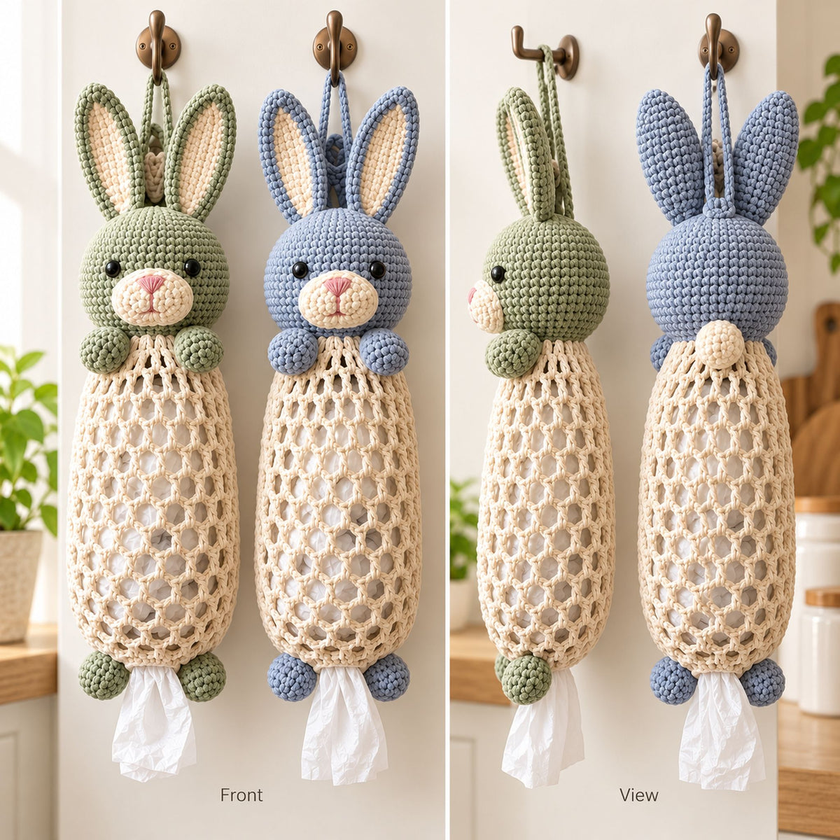 Bunny Plastic Bag Holder Crochet Pattern PDF – Kitchen Organizer