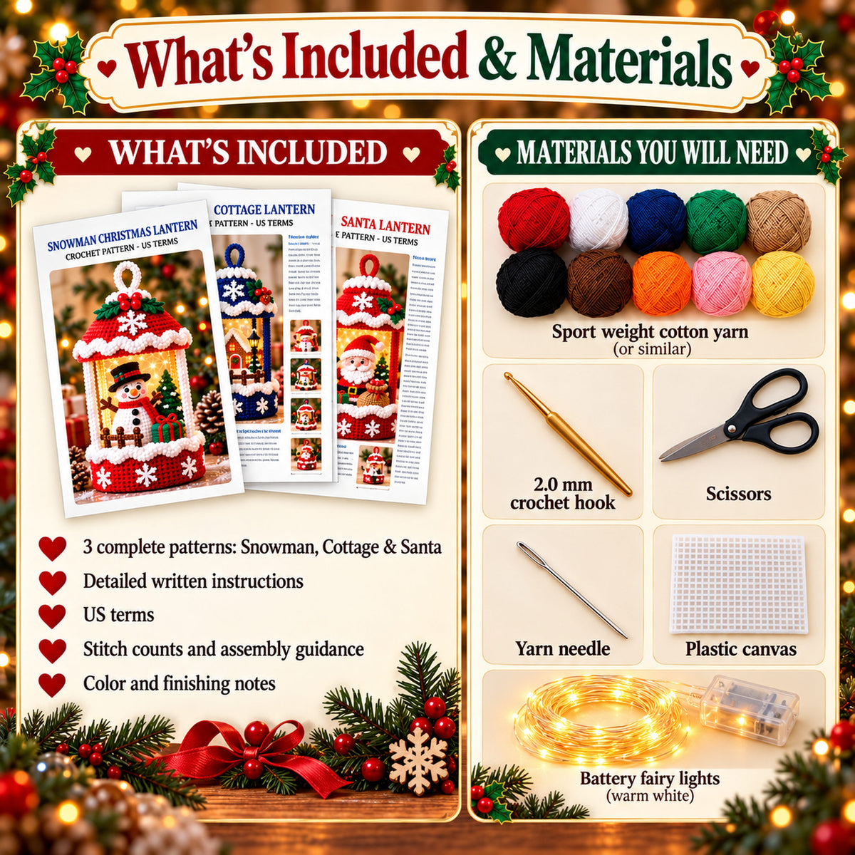 Christmas Lantern Crochet Pattern Bundle – 3 Designs PDF