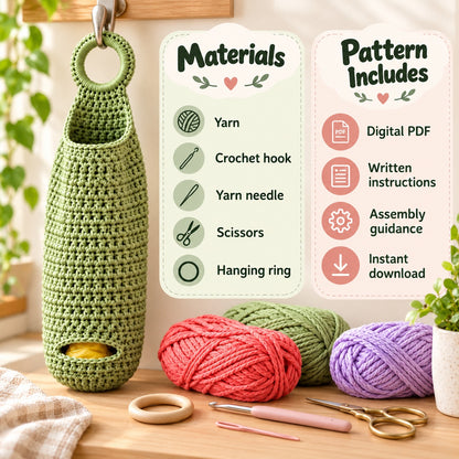 Crochet Plastic Bag Holder Pattern – Hanging Bag Dispenser PDF
