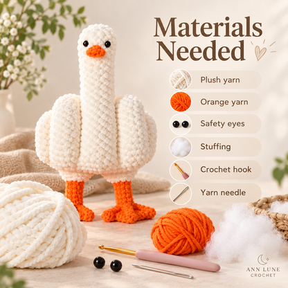 Cute Goose Crochet Pattern – Amigurumi Plush Goose PDF Pattern