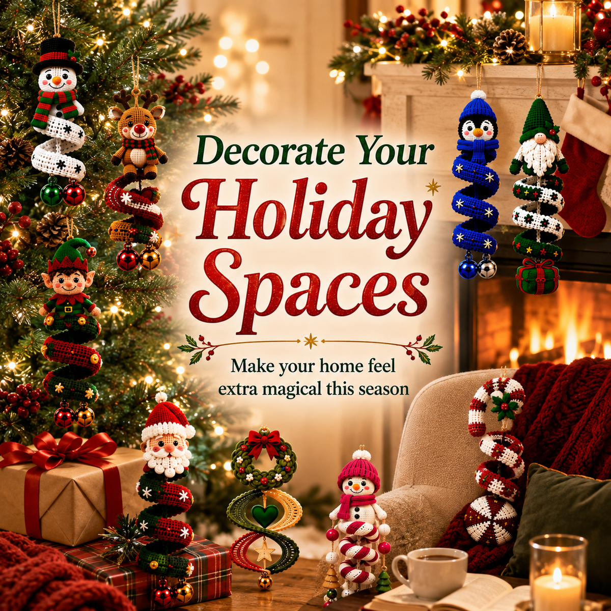 14 Christmas Spiral Crochet Pattern Bundle PDF – Christmas Ornament & Hanging Decor Patterns