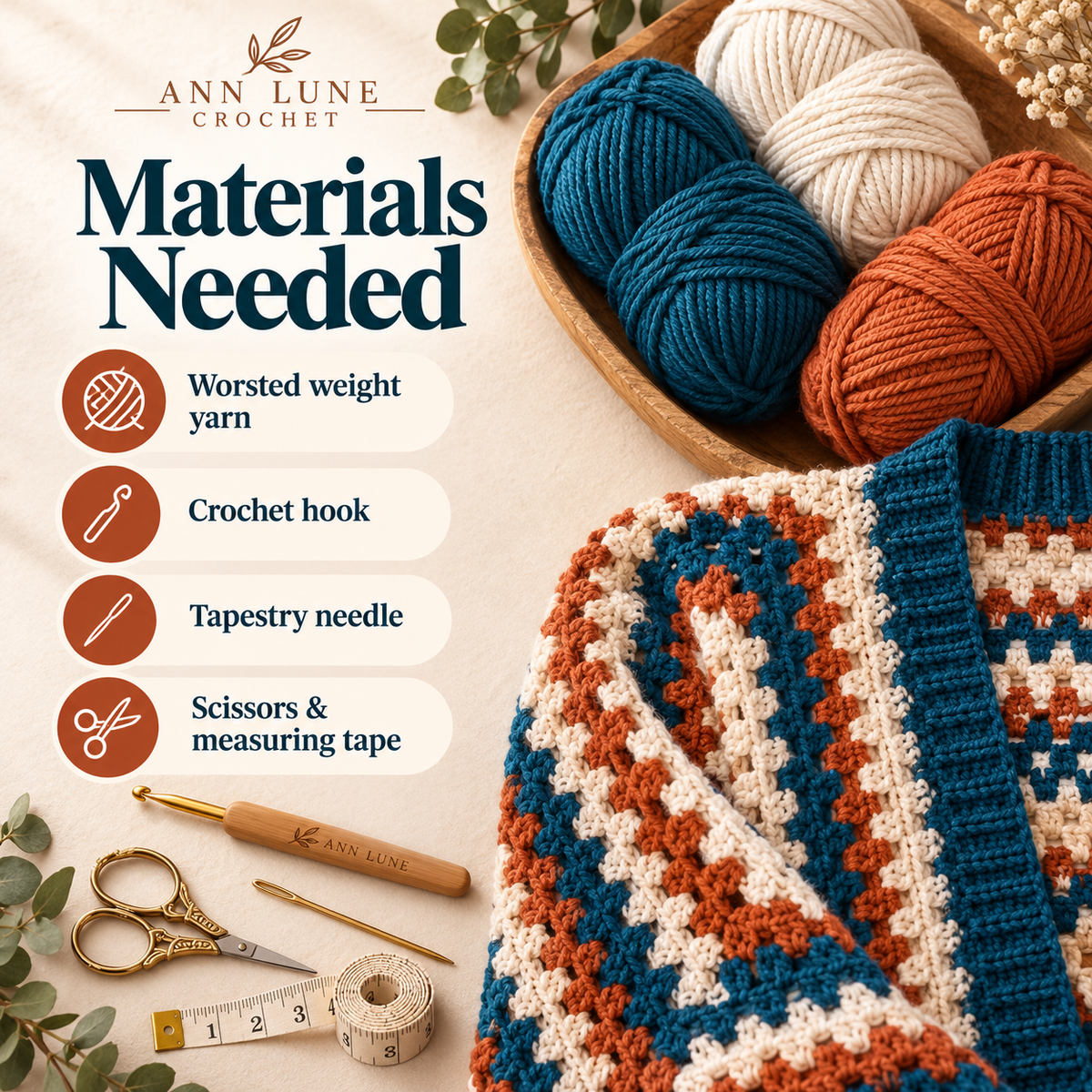 Hexagon Cardigan Crochet Pattern PDF – Oversized Granny Stitch Cardigan XS–5XL