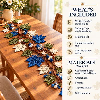 Maple Leaf Table Runner Crochet Pattern PDF