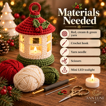 Mini Christmas Lantern Crochet Pattern PDF – Holiday Ornament & Decor