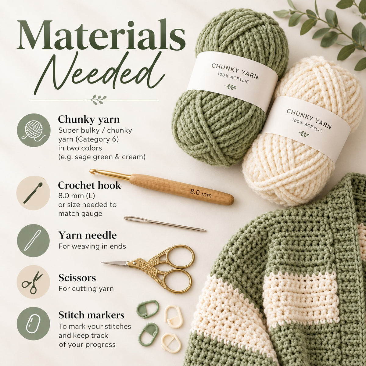 Oversized Chunky Cardigan Crochet Pattern PDF – Striped Cozy Cardigan