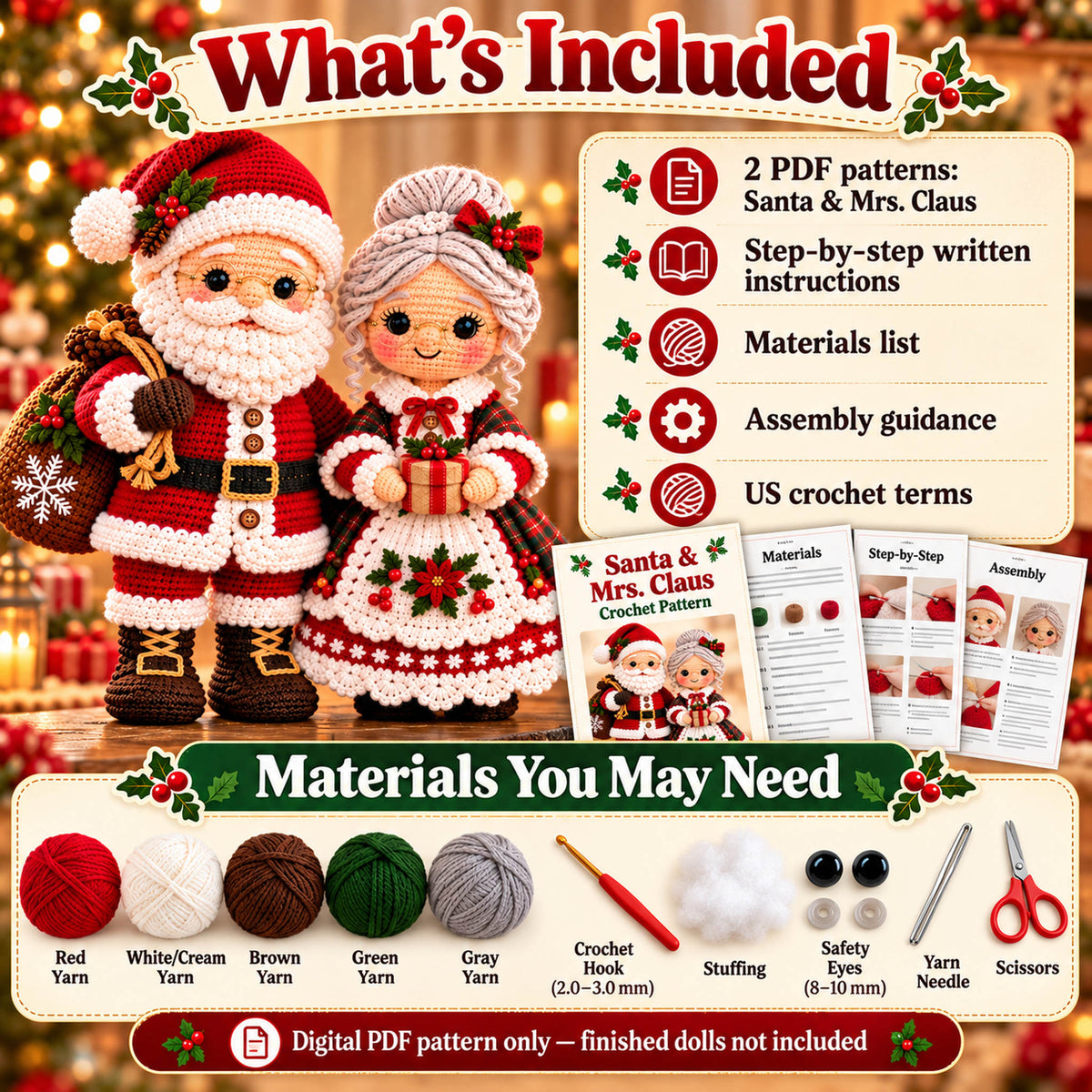 Santa & Mrs. Claus Crochet Pattern Bundle – Christmas Amigurumi PDF