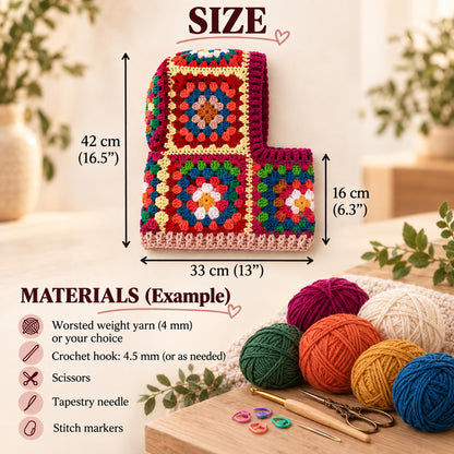 Multicolored Granny Square Balaclava Crochet Pattern PDF
