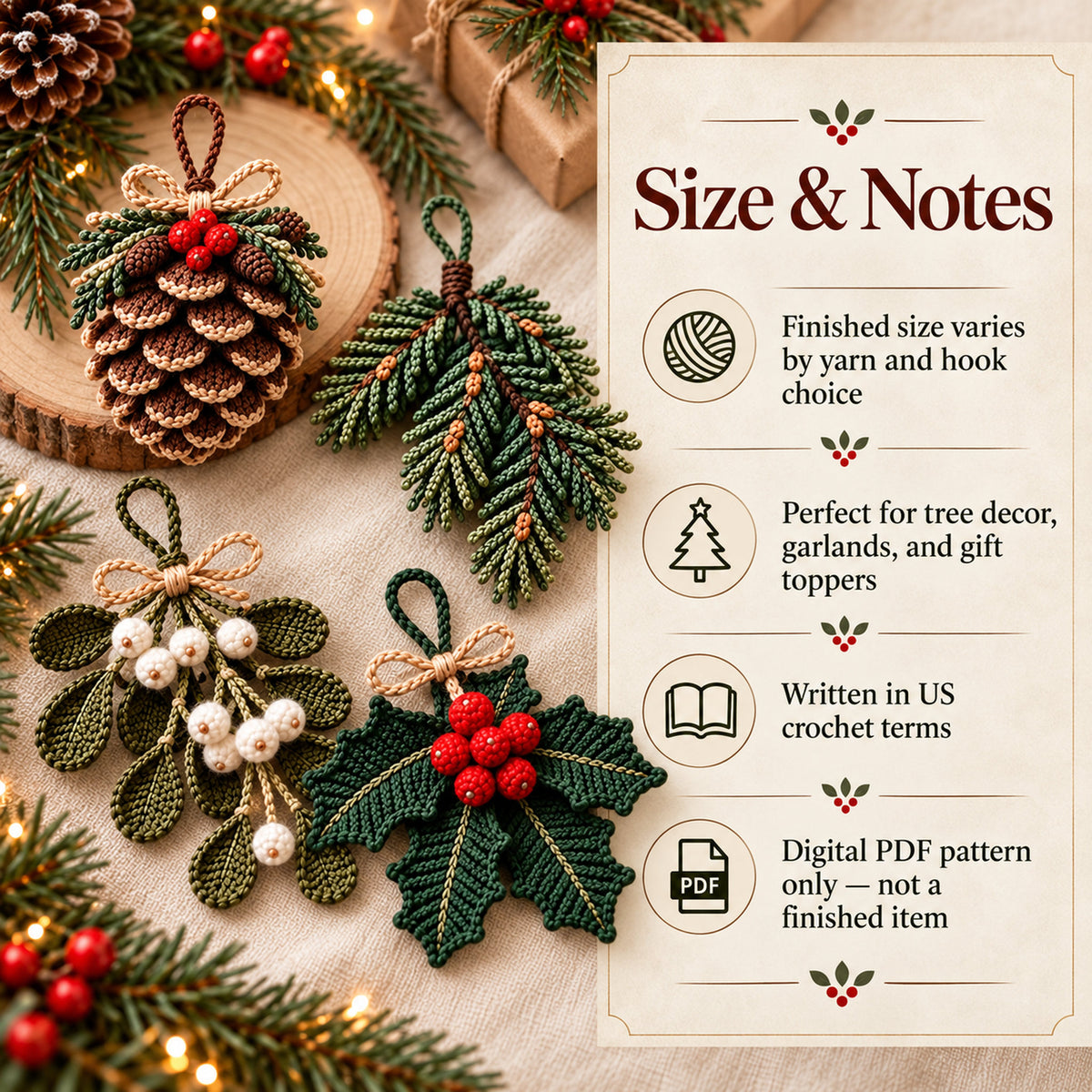 Christmas Crochet Ornament Pattern Bundle – 4 Designs PDF