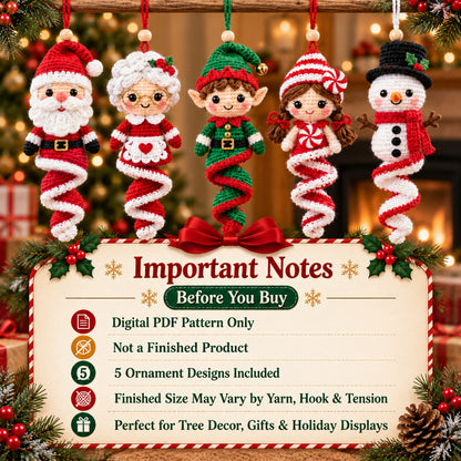 Christmas Spiral Ornament Crochet Pattern Bundle – 5 Designs PDF