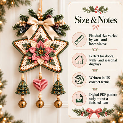 Christmas Star Door Hanging Crochet Pattern – PDF