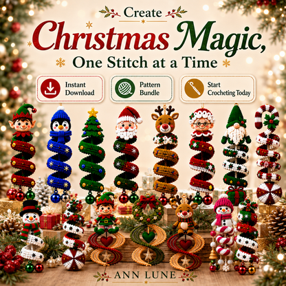 14 Christmas Spiral Crochet Pattern Bundle PDF – Christmas Ornament & Hanging Decor Patterns