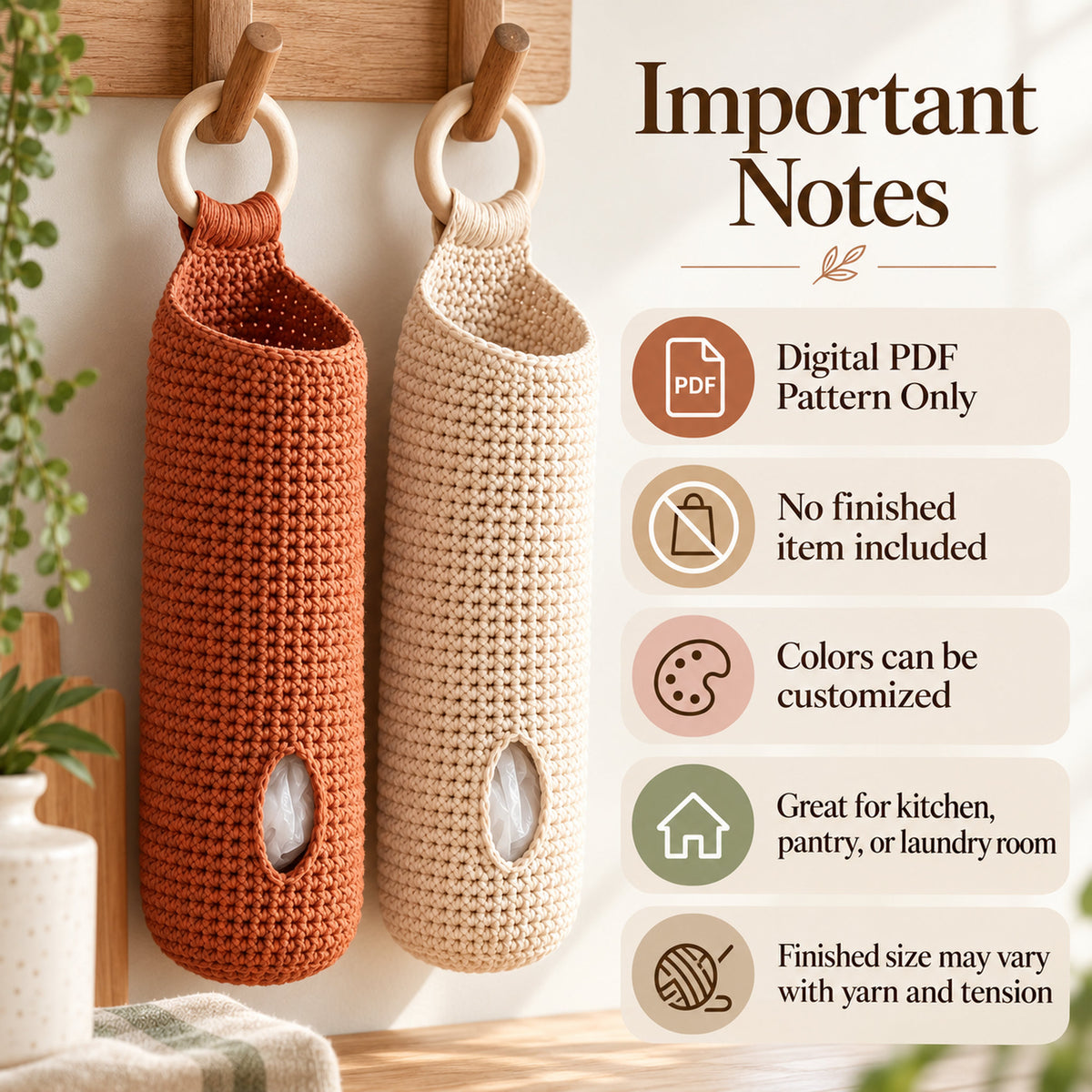 Crochet Plastic Bag Holder Pattern PDF – Hanging Kitchen Organizer