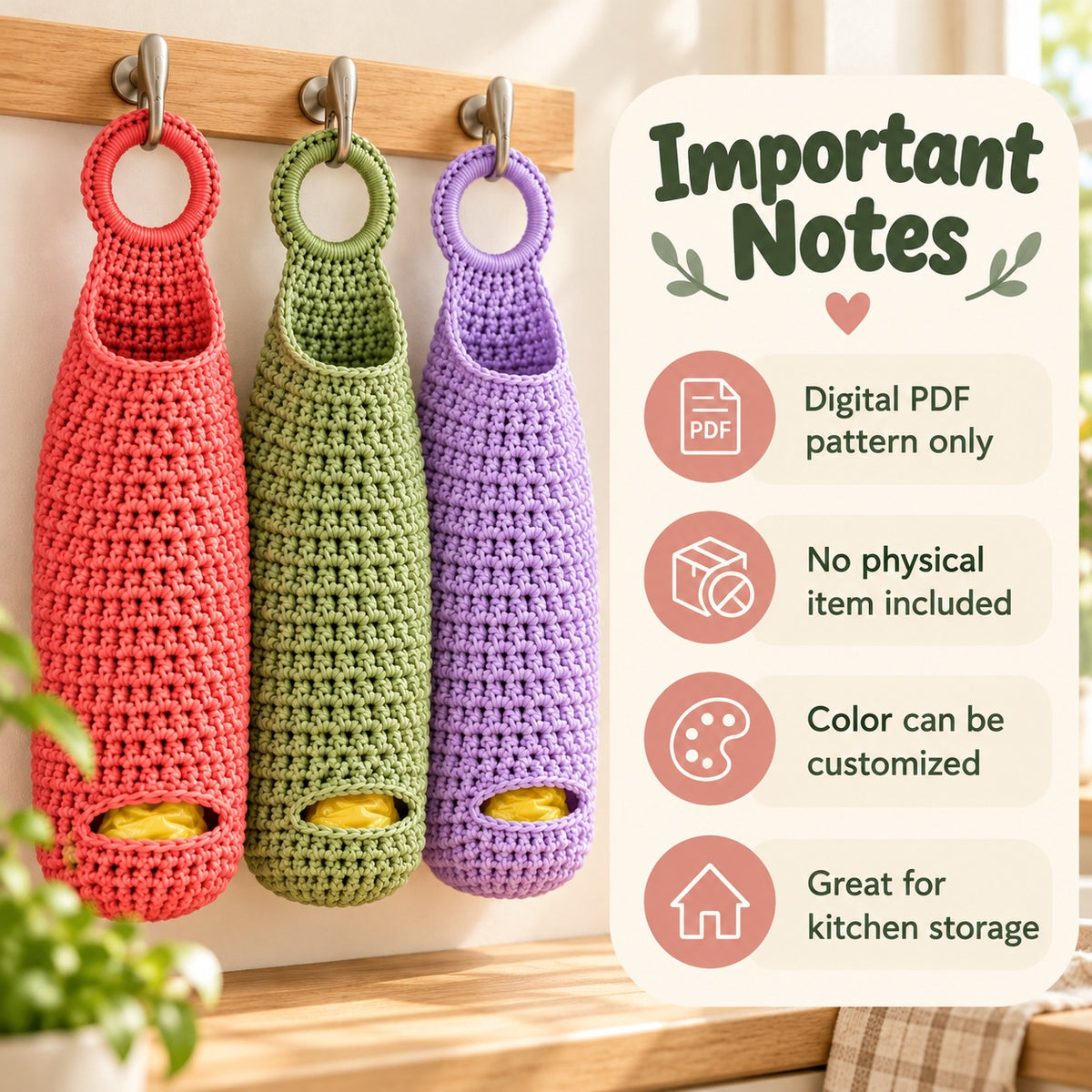 Crochet Plastic Bag Holder Pattern – Hanging Bag Dispenser PDF
