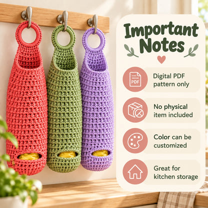 Crochet Plastic Bag Holder Pattern – Hanging Bag Dispenser PDF