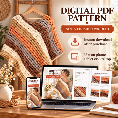 Crochet Sunset Poncho Pattern PDF | Easy Striped Poncho Crochet Pattern