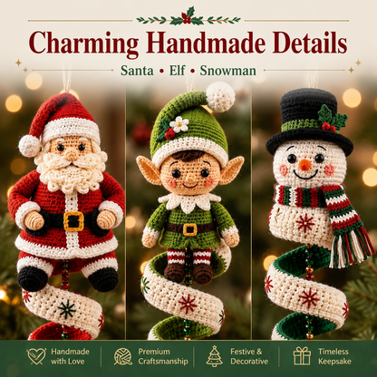 Christmas Spiral Crochet Pattern Bundle – Santa, Elf & Snowman PDF Pattern